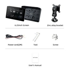 오토바이 카플레이 모니터 네비게이션 EKIY 6.25인치 무선 카플레이 모토 안드로이드 오토 휴대용 디지털 대시보드 도난 방지 탈착식 스크린 GPS, M8, 없음