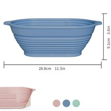 반느통 실리콘 발효빵틀 반죽 원형 깜빠뉴 바네통, L. 타원형 모양에 와이어가 있는 연한 파란색 브라