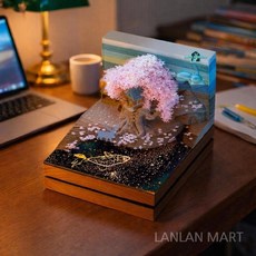 뜯어쓰는 입체달력 캘린더 3D 달력 선물 메모지 신년 새해 인테리어 메모 소품, 핑크-벛꽃(26년달력-조명O고래), 1개