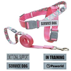Paworld Service Dog 조끼 당김 없는 보조견 하네스 반사 패치 4개 손잡이가 달린 강아지 조끼 하네스 훈련 중인 소형 중형 대형견을 위한 반려동물 하네, X-Small (Chest: 17-21")