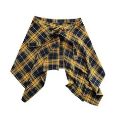 HYC 美式復古格子紋屁簾襯衫 遮臀顯瘦 舞蹈表演街舞外搭神器, 黃格子