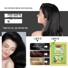 식물성 염색제 헤어컬러 염모제 가정용 퍼프 염색 헤어케어, 내추럴블랙 10개입, 1개, 1ml