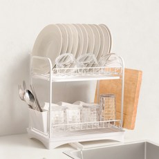 코지스 미니 물빠짐 식기건조대 도마 설거지 그릇 건조대, 1개, 화이트, 2단