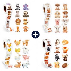2000개입 4롤세트 동물 시리즈 스티커, 1세트, 혼합(S6190) 4롤 2000매