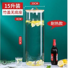 臺灣出貨大容量冷水壺涼水壺帶龍頭檸檬水壺果汁可樂飲料桶容器泡酒玻璃瓶廚房神器, 15斤+不銹鋼龍頭, 1個