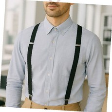 남성 포멀 착용 검정색 와이형 조절식 어깨 고정 스트랩 클립 장착 바지 고정용