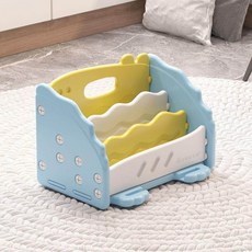 책장 수납선반 다단식 조립식 원목 미니 코너형 책꽂이 선반형 인테리어 가구, 1단, 단면 작은 공룡 라이트 블루