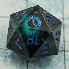 Dungeons and Dragons DND Dice D20 움직이는 안구 액체 코어 주사위 세트 D&D 33MM 오버사이즈 D20 싱글 샤프 엣지 레진 주사위 선물 케이스