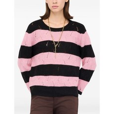 리우조 스트라이프 오픈워크 스웨터