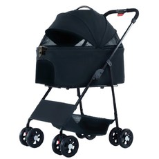 Mommy want狗媽推薦 寵物推車 車包分離 貓狗外出 折疊式寵物分離式手推車卡扣款, 亞麻<黑>推車, 1箱