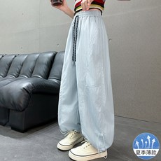 女童褲子 夏季新款輕薄涼感三色彎刀休閒中大童防蚊速幹褲