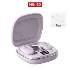MINISO 블루투스 6.0 AI 오픈 무선 이어버드 이어후크 OWS 이어폰 PX5 방수, 퍼플, X68
