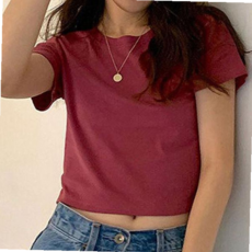 반팔 여성 티셔츠 무지 데일리 크롭 여름 59000EA 1EA, 블랙 FREE