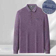 남성 중년 아빠룩 자수 레터링 폴로넥 긴팔 티셔츠 심플 비즈니스 고급 루즈핏 봄 가을용 골프웨어 상의