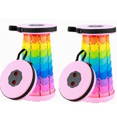 성인용 캠핑 아코디언 폴딩 체어, 레인보우핑크, 2개