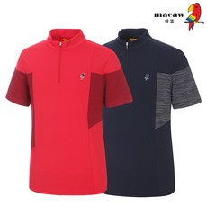 (남성)사이드 배색 집업 반팔 티셔츠_MLM2TH01