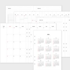 데이스테이션 6공 20공 A5 다이어리 속지 A5 2026 먼슬리, 분리형, 일시작