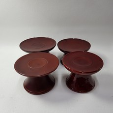 전통 목공예 원형 굽제기 4점 세트
