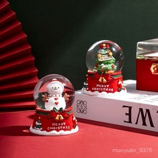 聖誕水晶球音樂盒，可愛雪人飄雪，聖誕節生日禮物首選，創意水晶球裝飾品