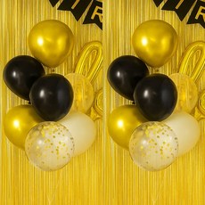 올리브파티 펄풍선 하트 풍선 풍선꽂이 풍선스탠드 2개 생일파티용품 세트, 1세트, 컨페티골드블랙