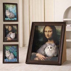 고양이 숨숨집 스크래쳐 보드 특이한 고양이침대 인테리어 가구 명화 액자모양, 1개, B_업그레이드 4D 복고 금색 별빛 밤