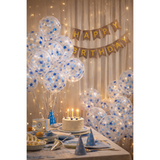 담온 30cm 컨페티 파티 풍선 5개입 생일 클럽 장식 세트, 5개, 30cm 스타 컨페티 파티 풍선