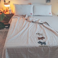 棉床本舖 60支純棉刺繡涼被 100%純棉 三款可選 透氣涼被 夏日必買 可愛涼被, 小狗