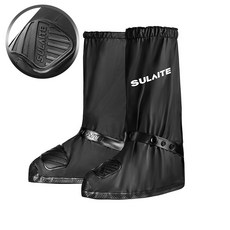 couyor오토바이 방수 신발커버 두꺼운 미끄럼 방지 내마모성 장화 아웃도어 라이딩 성인 우천 방수 장화 커버 방수 긴목 장화 부츠 오토바이 레인 슈즈 방수덮개 덧신, 블랙