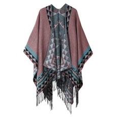 Urban CoCo 여성용 프린트 태슬 오픈 프런트 판초 케이프 랩 숄 시리즈 12-블랙 One Size 142283, 시리즈 5-핑크