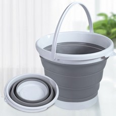 [공간활용] 다용도 접이식 세차 바스켓 대형 버킷 바구니 양동이, 그레이, 10L
