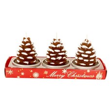 shangren 휴대용 3x 크리스마스 캔들 세트 Tealight 파라핀 장식 귀여운 축제 생일 파티 크리스마스 이브 장식 어린이, 솔방울, 4X4X5cm, 파라핀 왁스, 1개