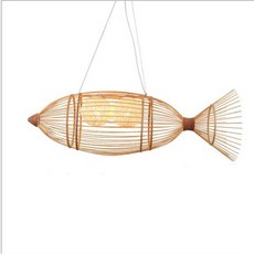 물고기 조명 대나무 일본 이자카야 램프 인테리어, 지름 80cm 물고기형 2구 LED 포함