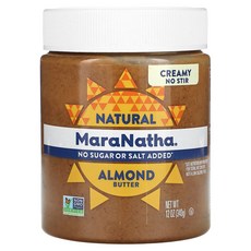 마라나타 천연 아몬드 버터 크리미한 질감 340g(12oz) MTH-09380, MaraNatha, 천연 아몬드 버터, 크리미한 질감,, 340g, 1개
