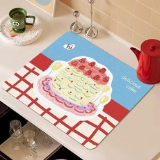 奶油風可愛餐墊 廚房瀝水墊 隔熱墊 40*50CM 早春蛋糕-黃, 早春蛋糕-藍,30*40CM一抹淨, 1個