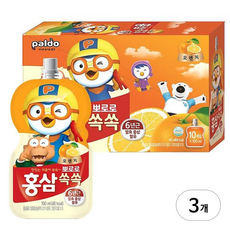 팔도 뽀로로 홍삼쏙쏙 건강음료 100ml 1L, 3개