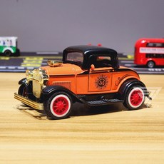 聲光可開門Q版復古合金車 - 警車 金龜車 雙層巴士 復古老爺車 mini cooper模型車 小車, 老爺-橘(聲光雙開門, 1個