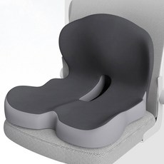 엔빙 바른자세 메모리폼 일체형허리쿠션 사무실의자 꼬리뼈방석 등받이 방석, 투톤 그레이