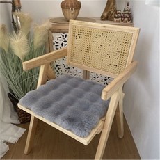 해피유통 소프트 페이크 퍼 방석 쿠션 사계절용 의자 쿠션 다용도 홈 오피스, 55*55cm, 그레이