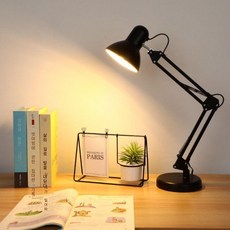 LED 테이블 램프 데스크 조명 촬영용 스탠드 라이트, 블랙 램프 + 5W 플리커 프리 + 베이스 + 클립, 전원 스위치 버튼