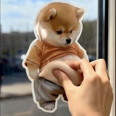 레송 자동차 문콕방지 캐릭터 도어가드 강아지 고양이 4P, 4개, 백수 강아지