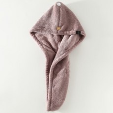 雙層加厚吸水乾髮帽 超細纖維珊瑚絨速乾髮巾, 雙層綛紫色,25*65厘米, 1個