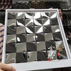 필앤스틱 벽지 스티커 메탈 모자이크 타일 거울 표면 블랙 실버 장식, 5. 48Mm black silver