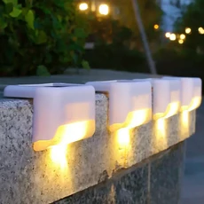 1~24PCs 태양 갑판 조명 야외 방수 LED 정원 단계 장식 울타리 파티오 난간 통로, 02 White-Warm Light, 01 4Pcs (1 box)