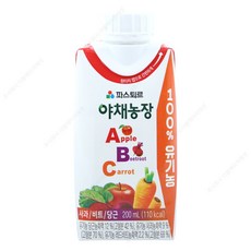 파스퇴르 유기농 야채농장 ABC주스 200ml(80팩) 실온보관주스, 200ml, 80개
