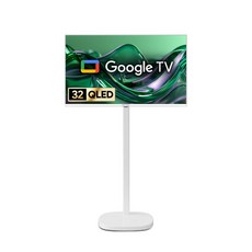 더함 32 QLED 구글 스마트 TV 화이트에디션 + 삼탠바이미 스탠드 큐브 세트, 81cm(32인치), NA321QLED VA SH 2024C WHITE, 스탠드형, 고객직접설치