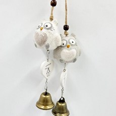 도자기 부엉이 풍경종 벨 장식 매달기 인테리어 소품 집 꾸미기 현관 베란다 가든 윈드차임, 회색