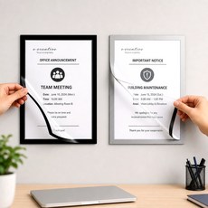 자석액자게시판 A4 접착식 벽면부착 프레임보드, 상세페이지 참조