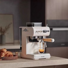 전자동 커피머신 에스프레소 머신 원두 그라인더 내장 20Bar 고압추출 냉온 듀얼추출 우유거품 카푸치노 라떼 홈카페 사무실용, 아이보리 컬러, 2603275580