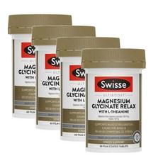 스위스 마그네슘 글리시네이트 릴렉스 위드 L-테아닌 Swisse Magnesium Glycinate Relax with L-Theanine, 4개, 60정