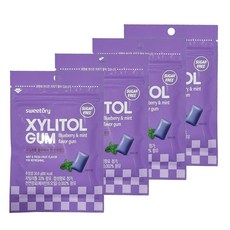 sweetory 무설탕 슈가프리 자일리톨 블루베리 앤 민트향 껌, 4세트, 31g